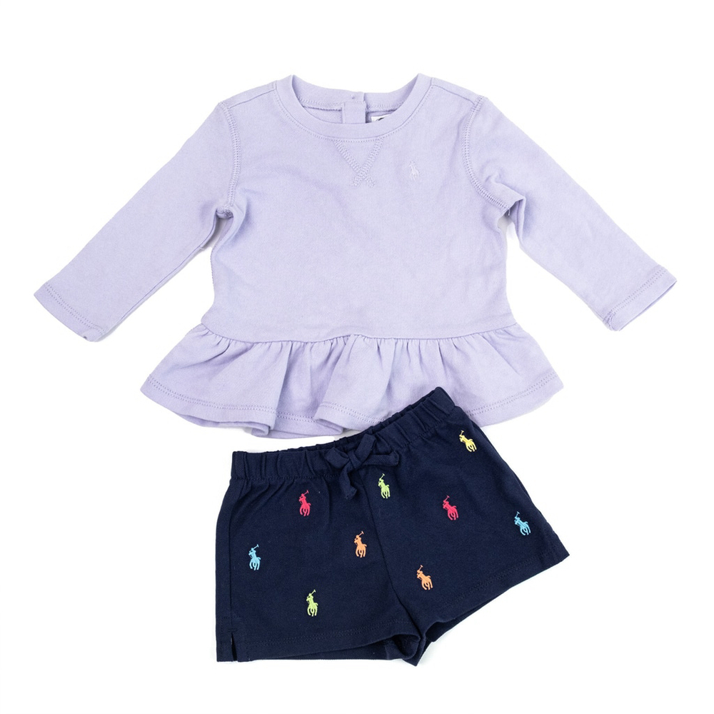 Ralph Lauren Baby Girls Clothing Lot 2 Pieces Top Shorts NWOT - Size 9M